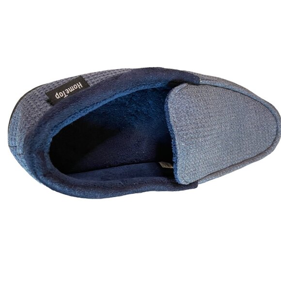 HomeTop Mens Size 9 Slippers Navy Gray Memory Foam Waffle Knit Design - Picture 9 of 9